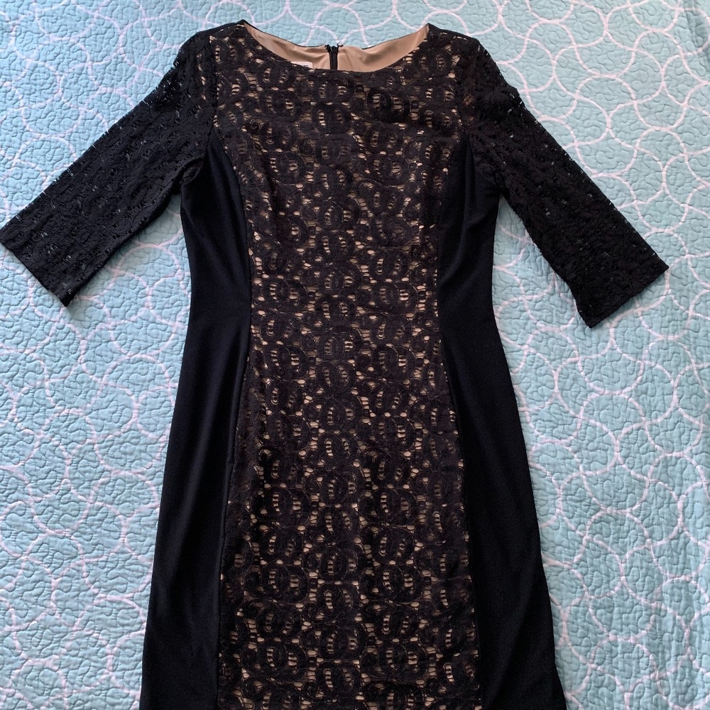 Anne Klein Black Lace Dress (Nude Lining)
